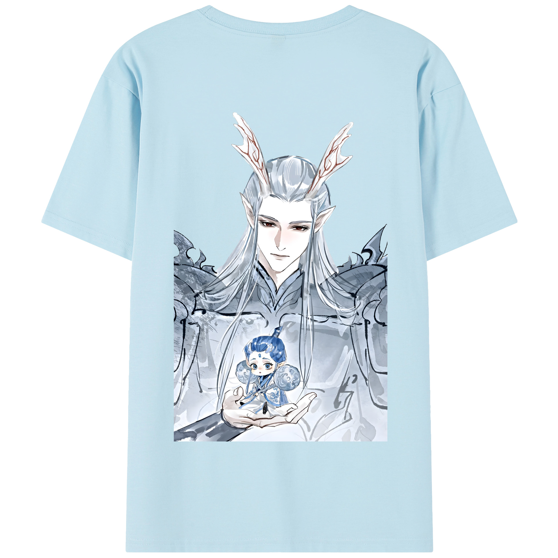 （画像用） Ne Zha 2 ナタ 魔童の大暴れ 綿100％半袖Tシャツ（背面プリント）
